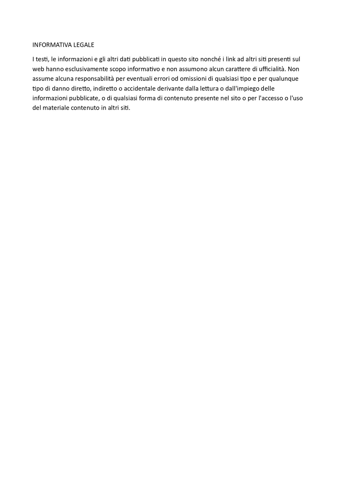 Informativa Legale